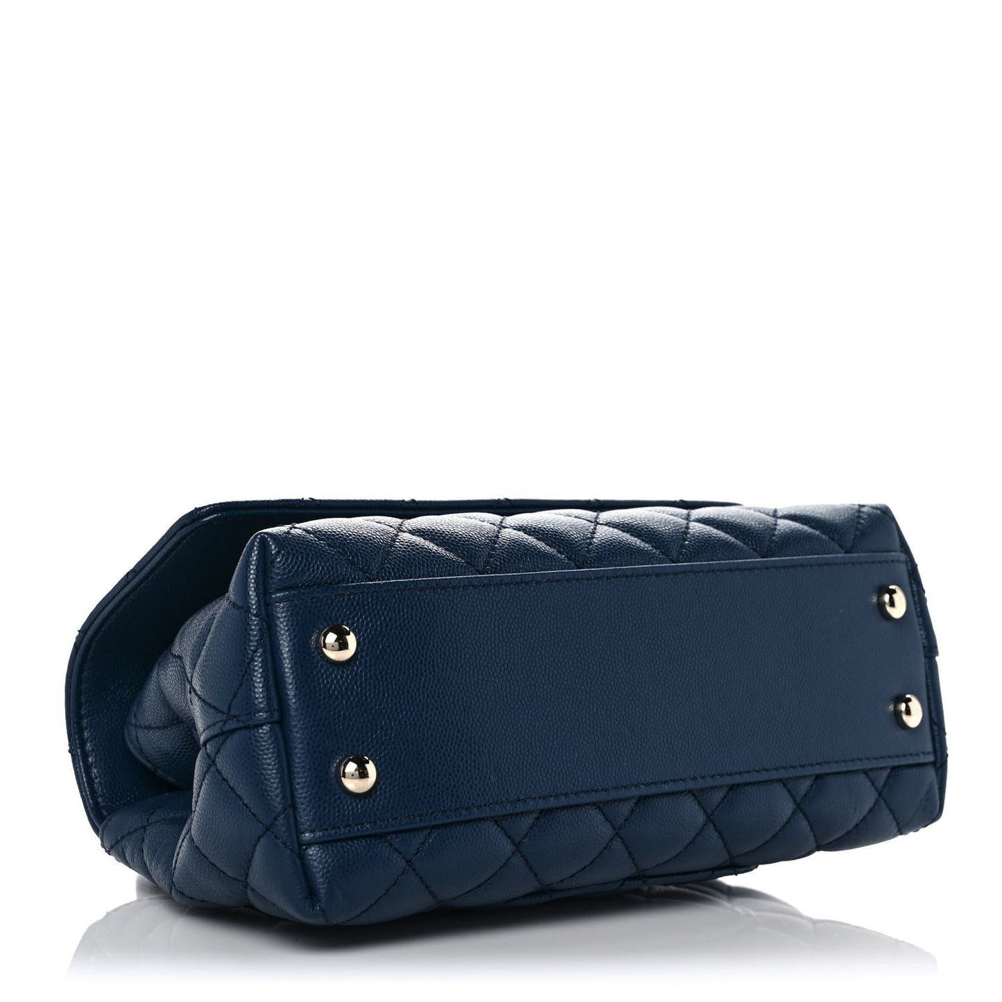 Caviar Quilted Lizard Embossed Mini Coco Handle Flap Dark Blue