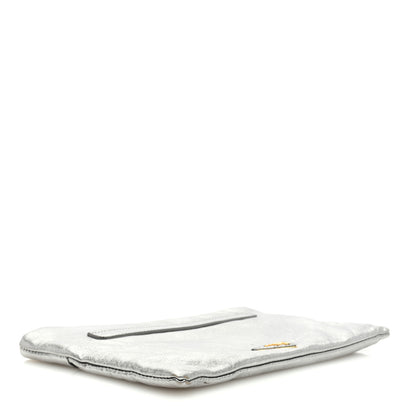 Prada Metallic Nappa Triangle Clutch Silver 4 of 6