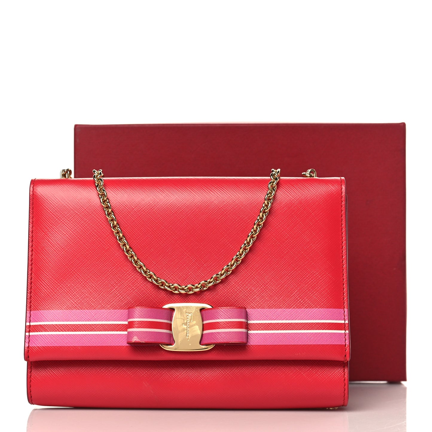 Pebbled Calfskin Vara Bow Shoulder Bag Pamplona