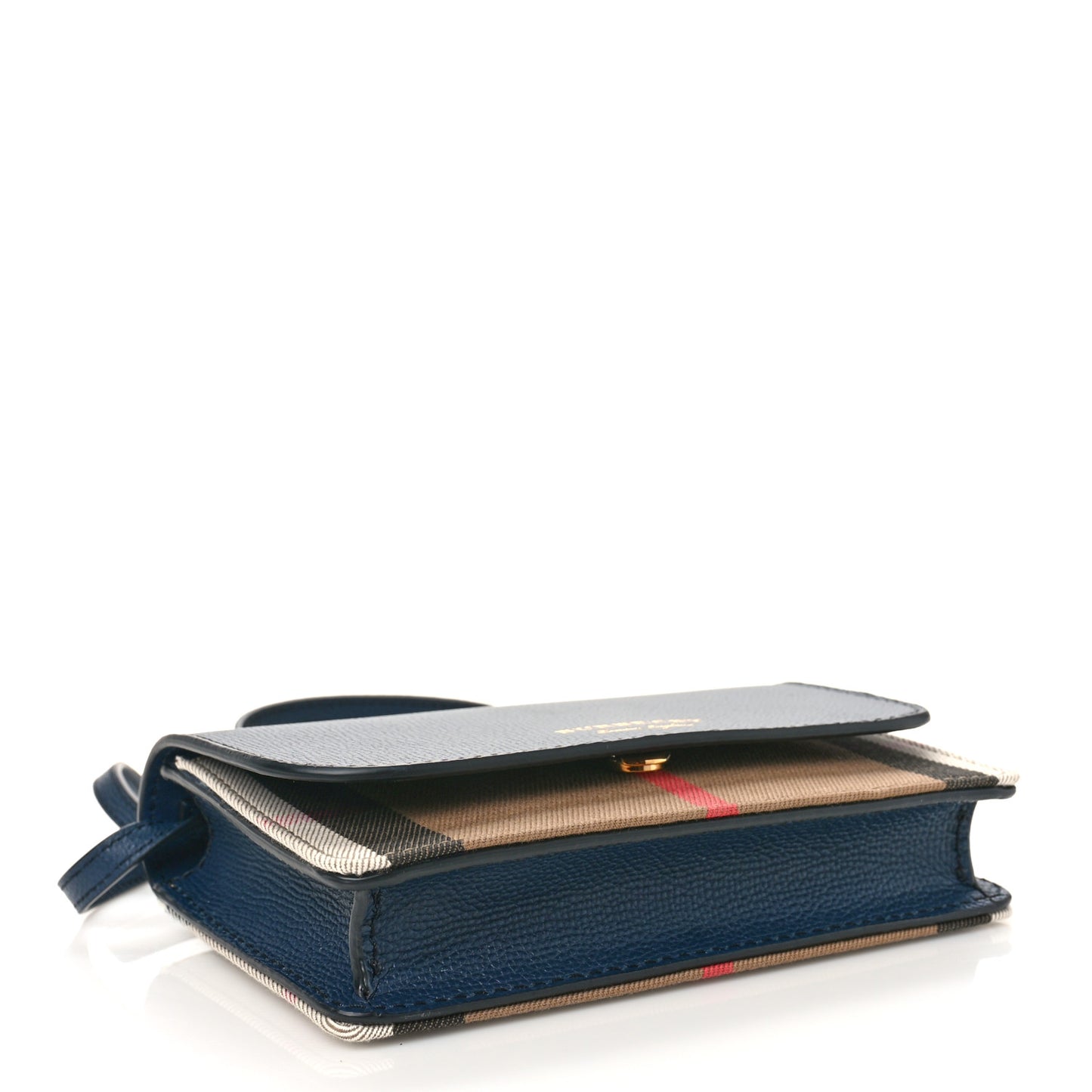Grained Calfskin House Check Tartan Mix Hampshire Wallet On Chain Navy