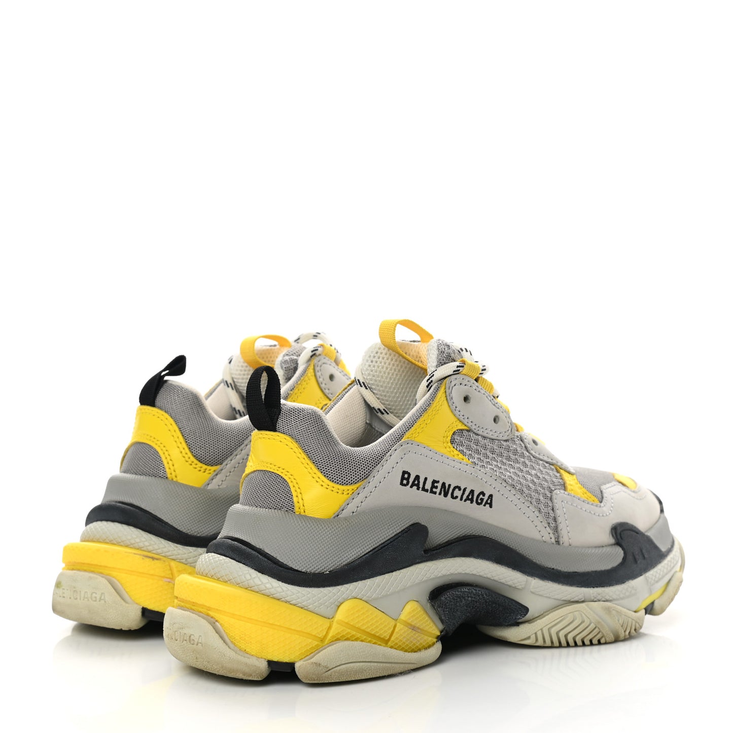 Fabric Mesh Womens Triple S Sneakers 36 Yellow Grey White
