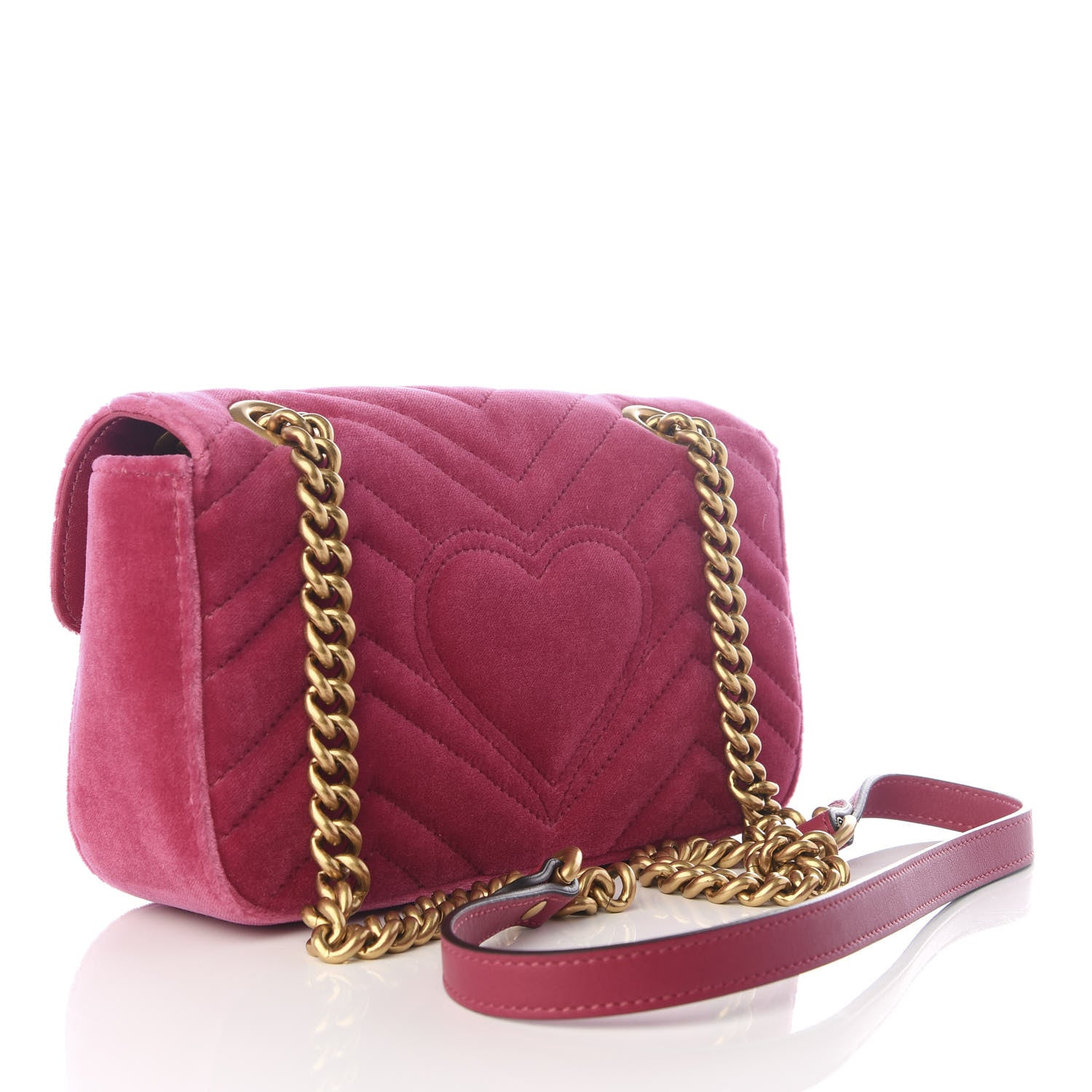 Gucci Velvet Matelasse Mini GG Marmont Shoulder Bag Light Raspberry Rose 2 of 8