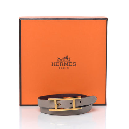 Hermes Swift Behapi Double Tour Bracelet T2 Gris Asphalte Bordeaux 5 of 5
