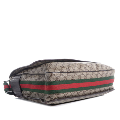Gucci GG Plus Monogram Web Large Flap Messenger Bag Beige Dark Brown 4 of 7