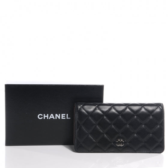 Chanel Lambskin Quilted Yen Wallet Black 5 of 9