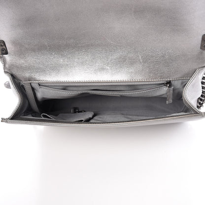 Chanel Metallic Calfskin Quilted Large Boy Flap Silver 6 of 10