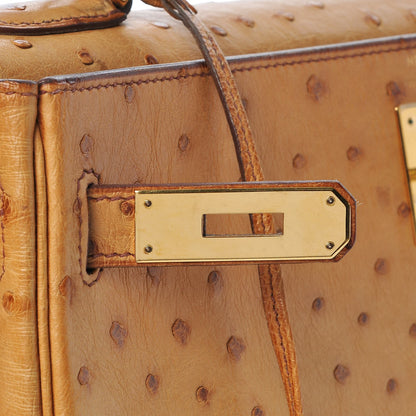 Hermes Ostrich Kelly Retourne 32 Gold 29 of 33