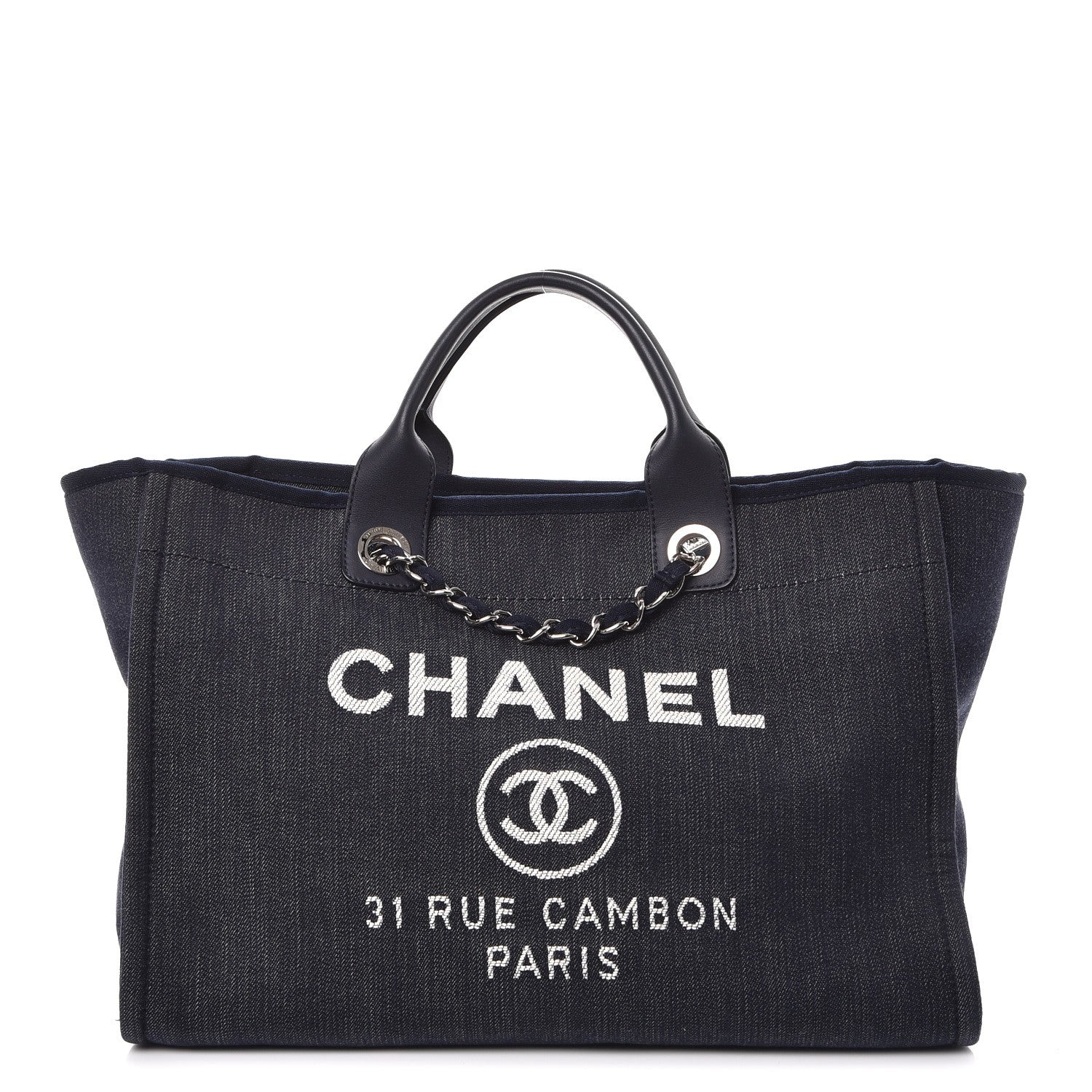 Chanel Canvas Large Deauville Tote Dark Blue 1 of 7
