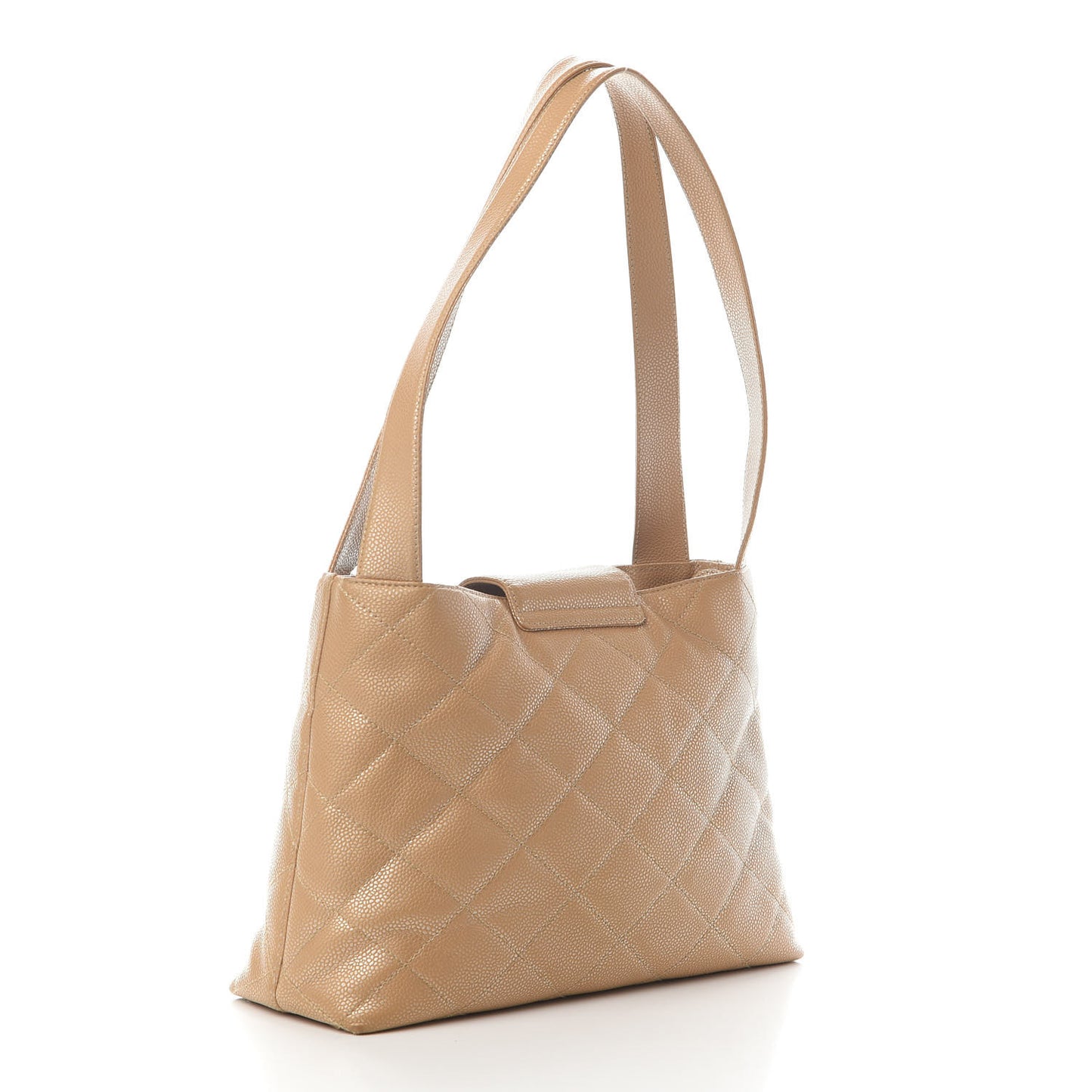 Metallic Caviar Quilted Shoulder Bag Beige