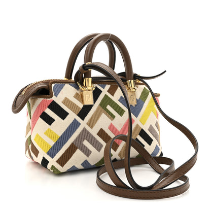Fendi Canvas Vitello FF Multicolor Embroidered Mini By The Way Top Handle Boston Bag Multicolor 3 of 10