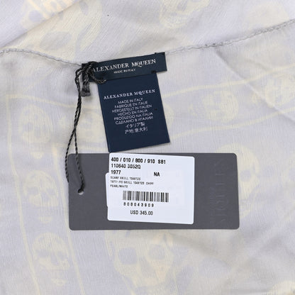 Alexander McQueen Silk Chiffon Skull Scarf Pearl White 4 of 4
