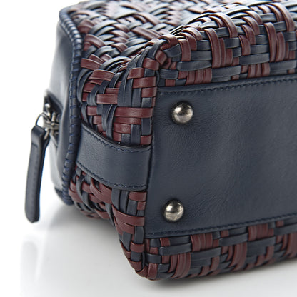 Chanel Calfskin Woven Bowling Bag Navy Blue 9 of 11
