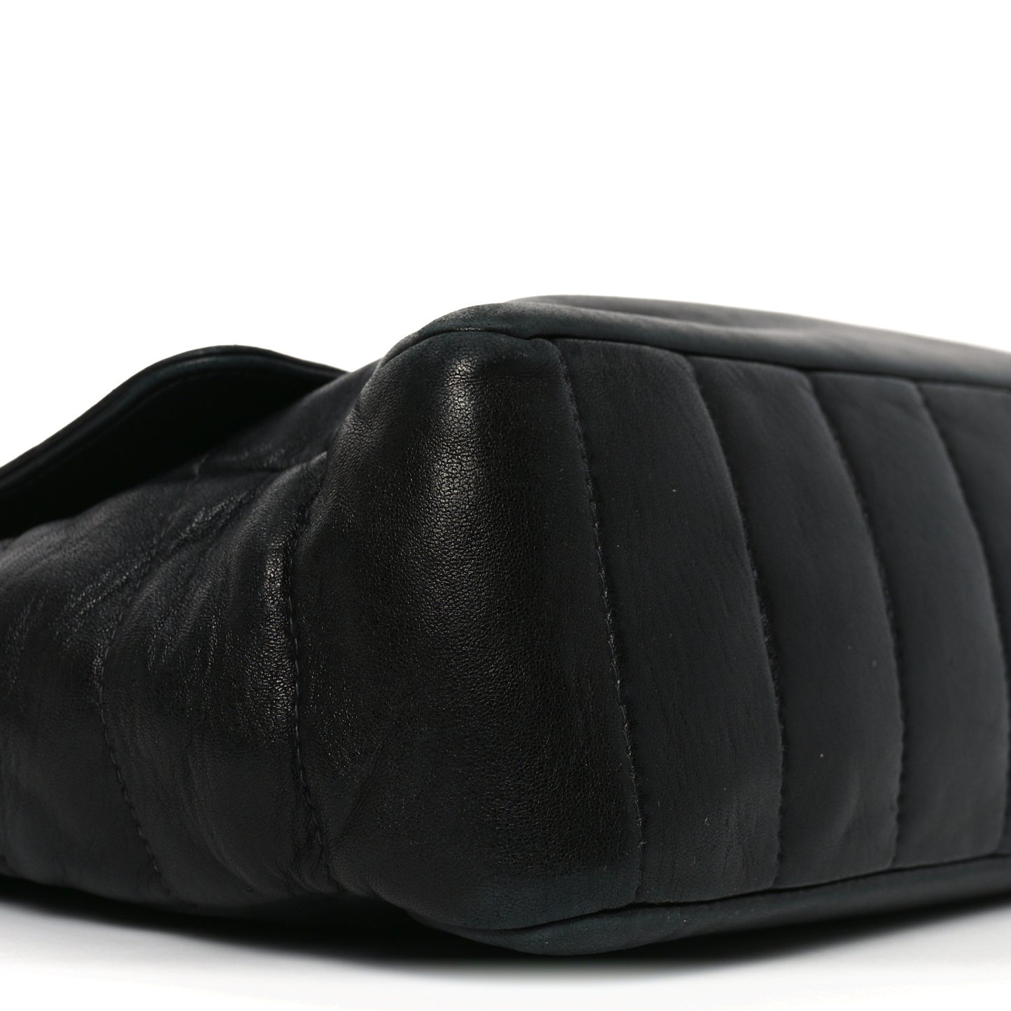 Lambskin Horizontal Quilt Jumbo Mademoiselle Flap Black