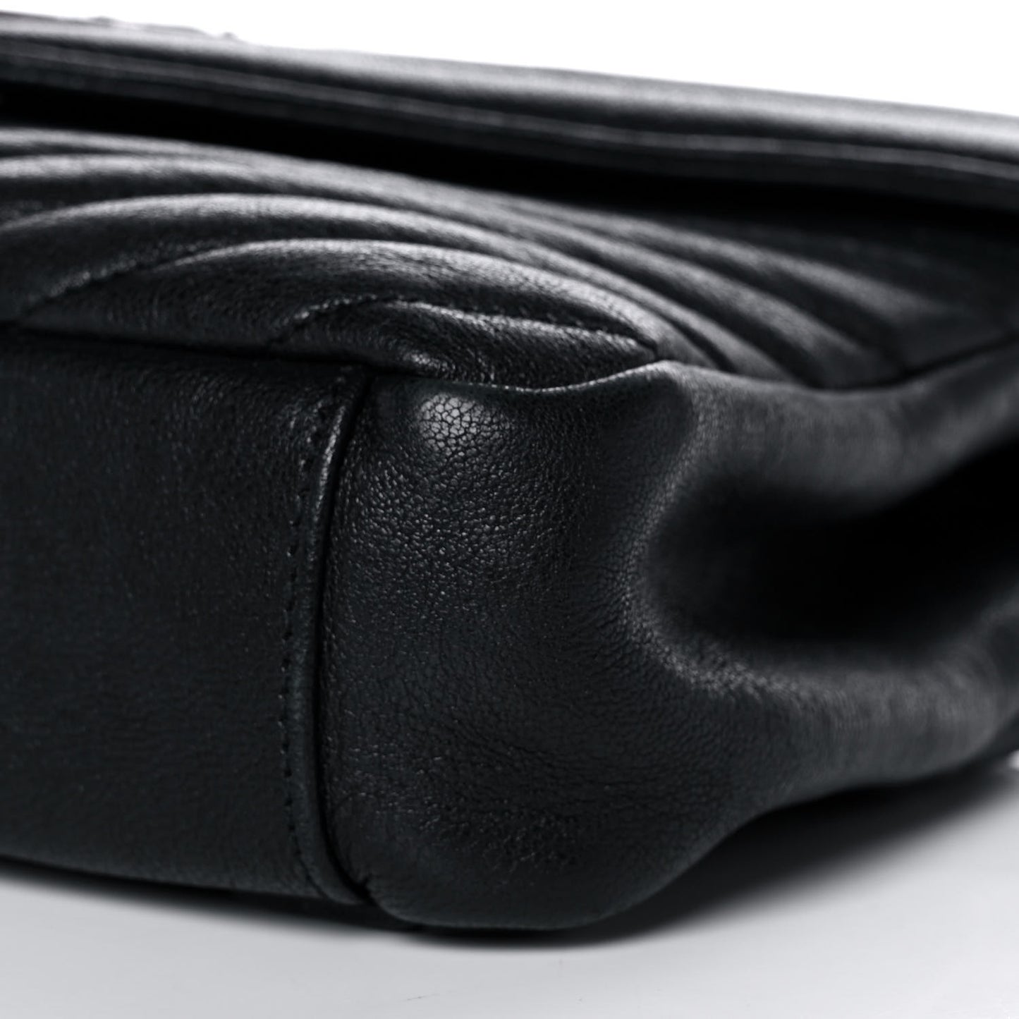 Sheepskin Matelasse Chevron Monogram Medium College Bag Black
