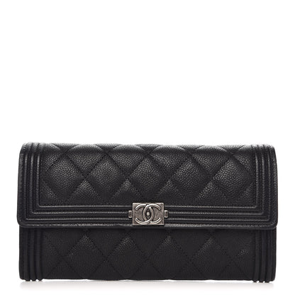 Chanel Caviar Quilted Boy Flap Wallet Black 1 of 10