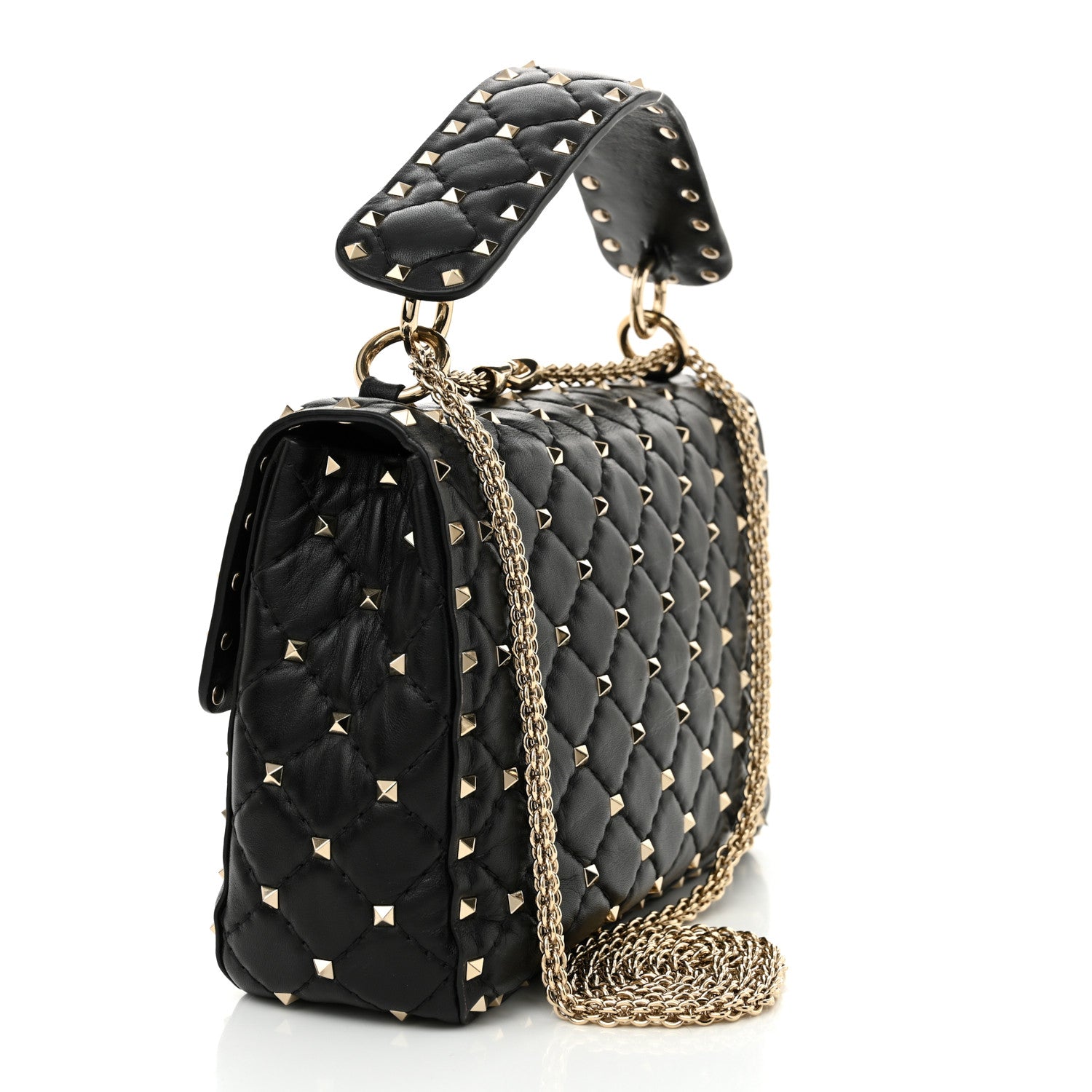 Valentino Garavani Lambskin Medium Rockstud Spike Shoulder Bag Black 3 of 12