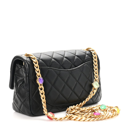 Chanel Lambskin Resin Quilted Mini Rectangular Pearl Samba Flap Black 2 of 10