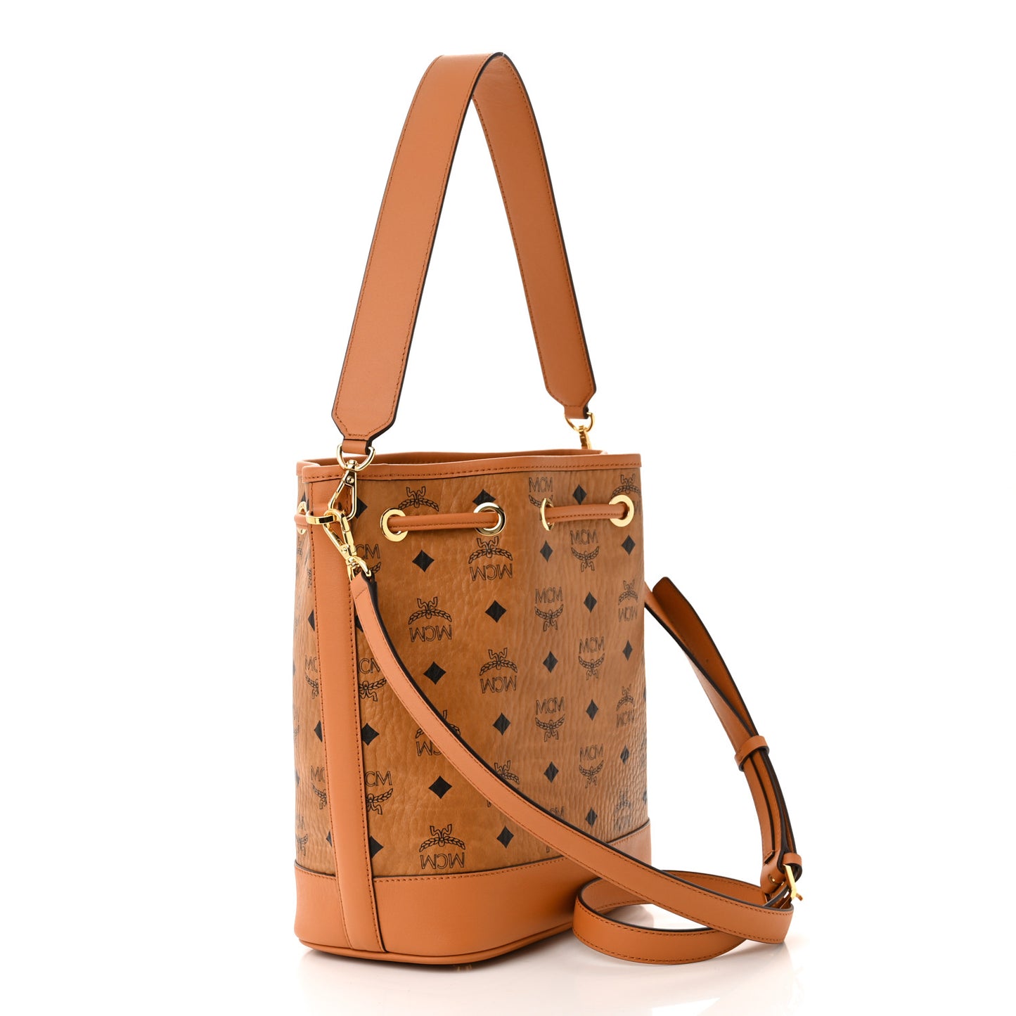Visetos Medium Dessau Drawstring Bucket Bag Cognac