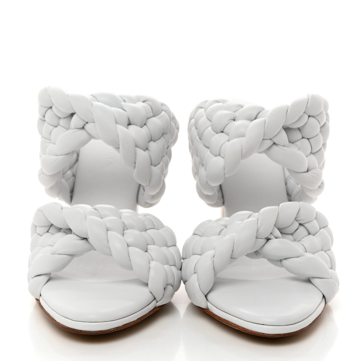 Nappa Twisted Padded Intrecciato Curve Slide Sandals 35.5 Optic White