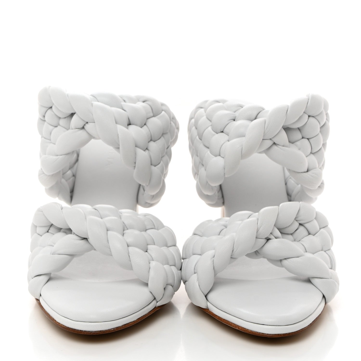 Bottega Veneta Nappa Twisted Padded Intrecciato Curve Slide Sandals 35.5 Optic White 2 of 8
