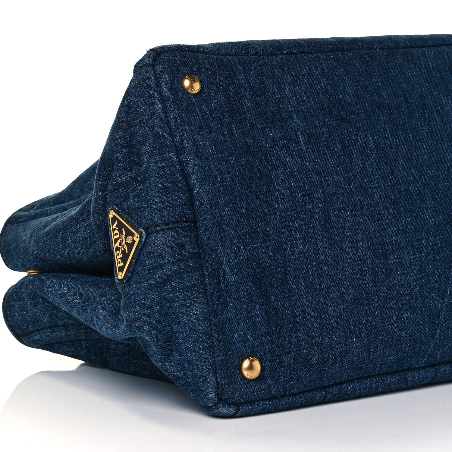 Prada Denim Logo Tote Bleu 7 of 8