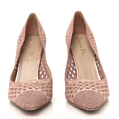 Christian Dior Lurex Cannage Embroidered Dior Capture 100mm Pumps 38 Rose Des Vents 2 of 7