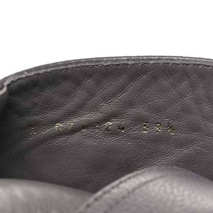 Chanel Grained Calfskin Shiny Calfskin CC Lace Up Combat Boots 39.5 Grey 10 of 10