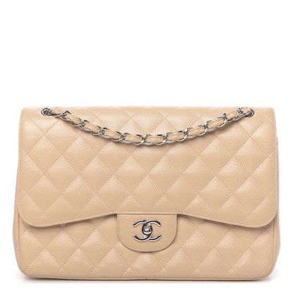 Chanel Caviar Quilted Jumbo Double Flap Beige 1 of 12