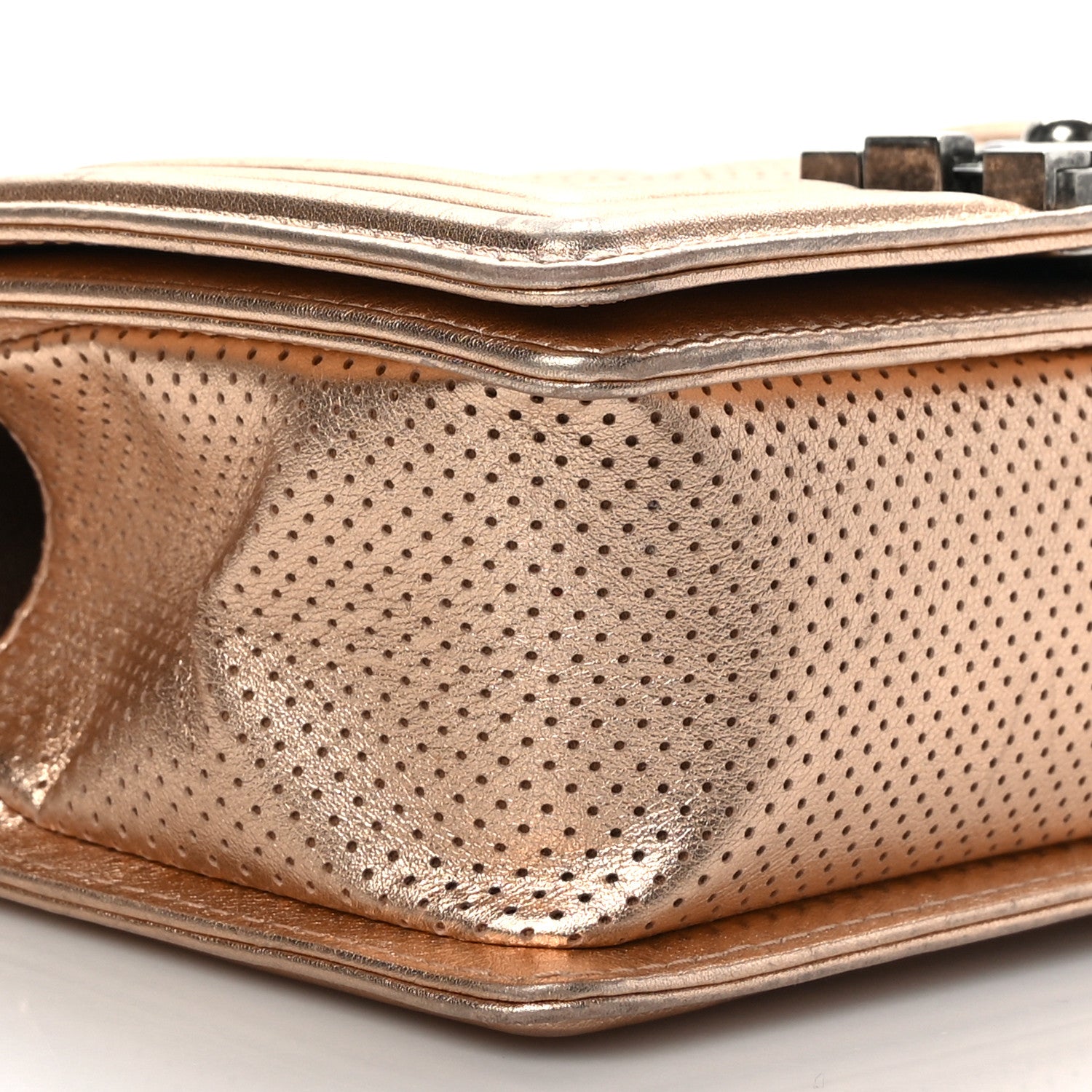 Chanel Metallic Calfskin Perforated Small Boy Flap Gold 8 of 9