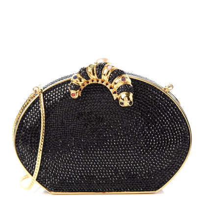 Judith Leiber Swarovski Crystal Minaudiere Caterpillar Clutch Black 1 of 9