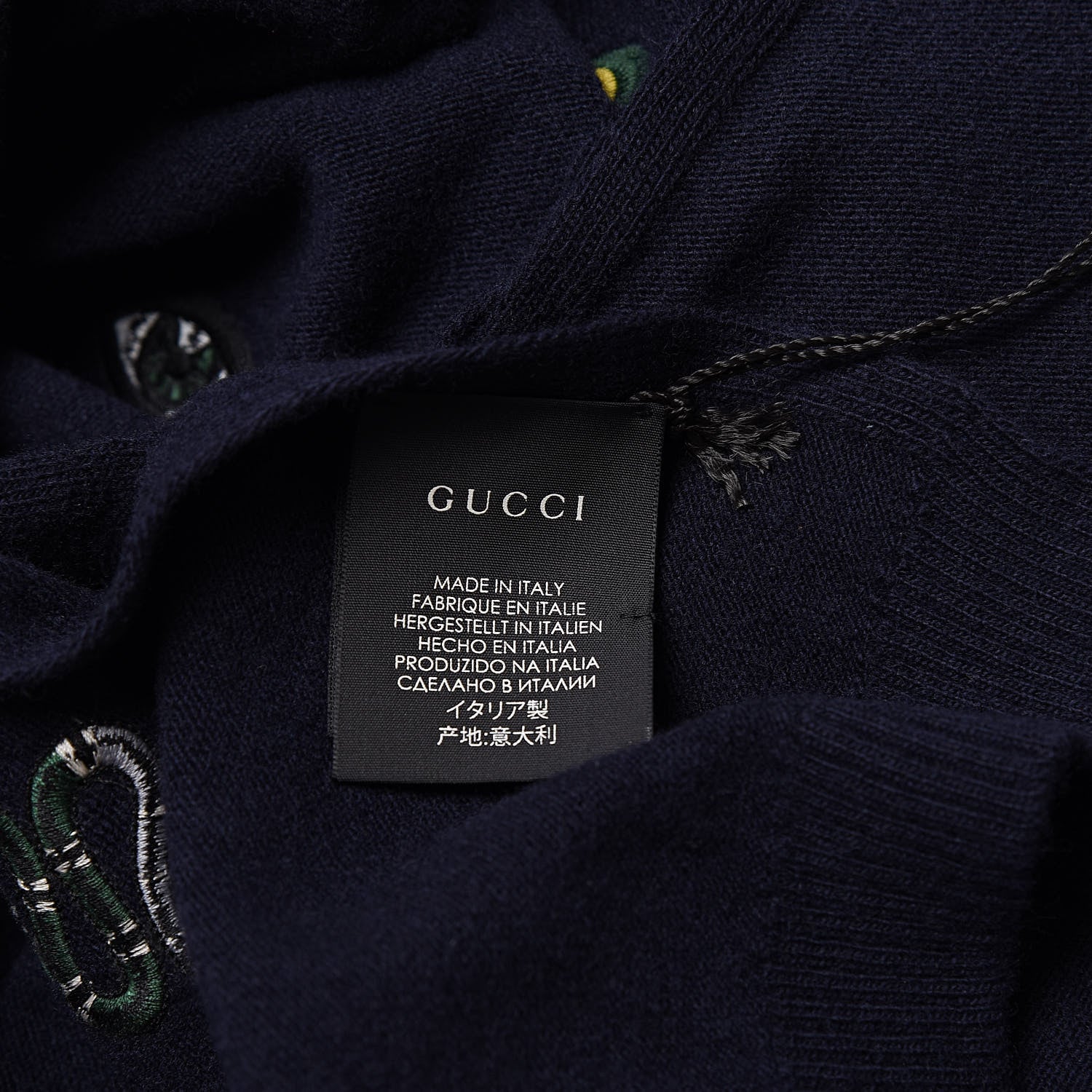 Gucci Wool Embroidered New Mix Scarf Midnight Blue 5 of 5