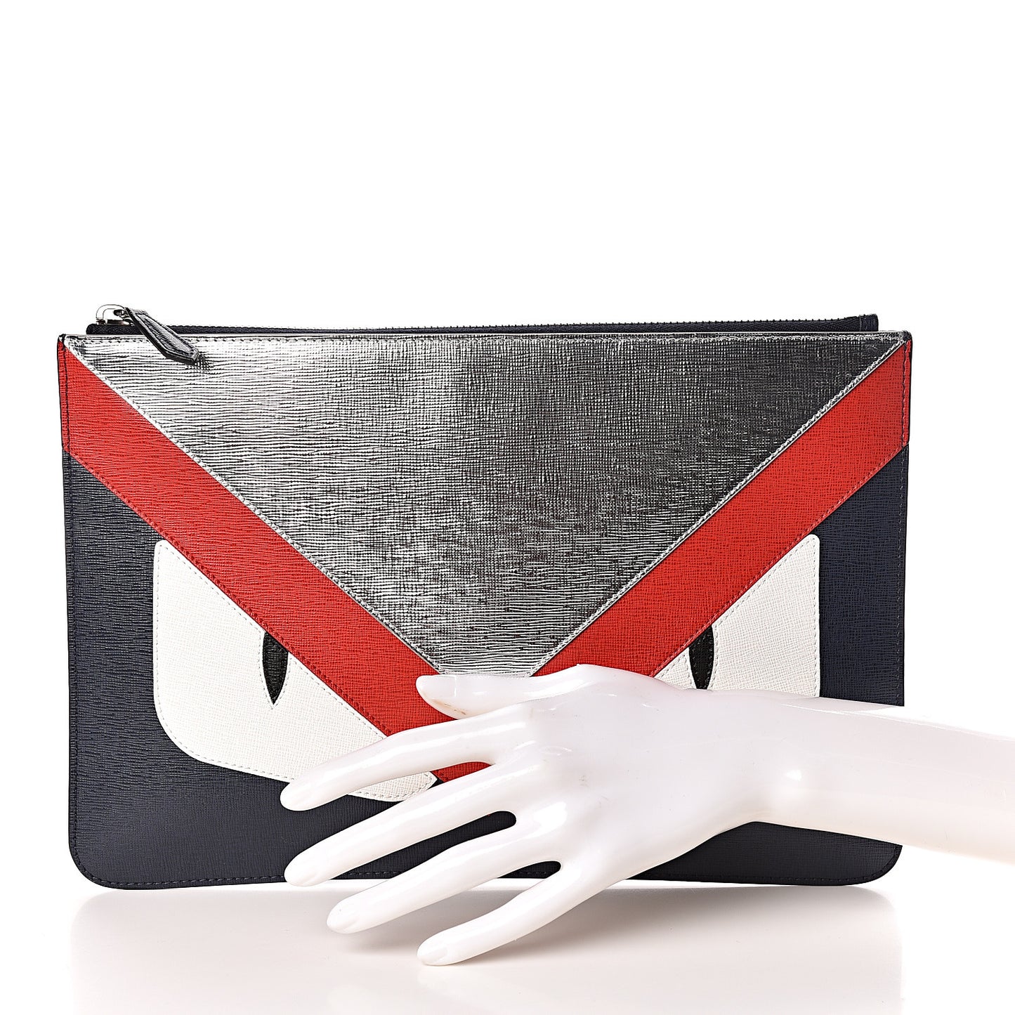 Metallic Vitello Elite Monster Eyes Pouch Navy Multicolor