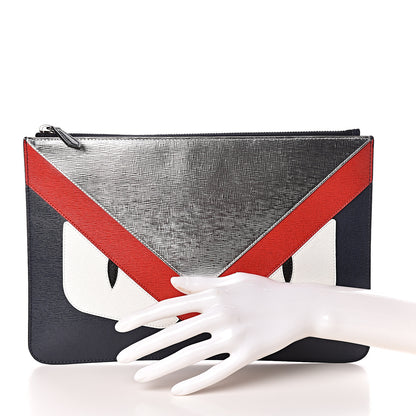 Fendi Metallic Vitello Elite Monster Eyes Pouch Navy Multicolor 2 of 7
