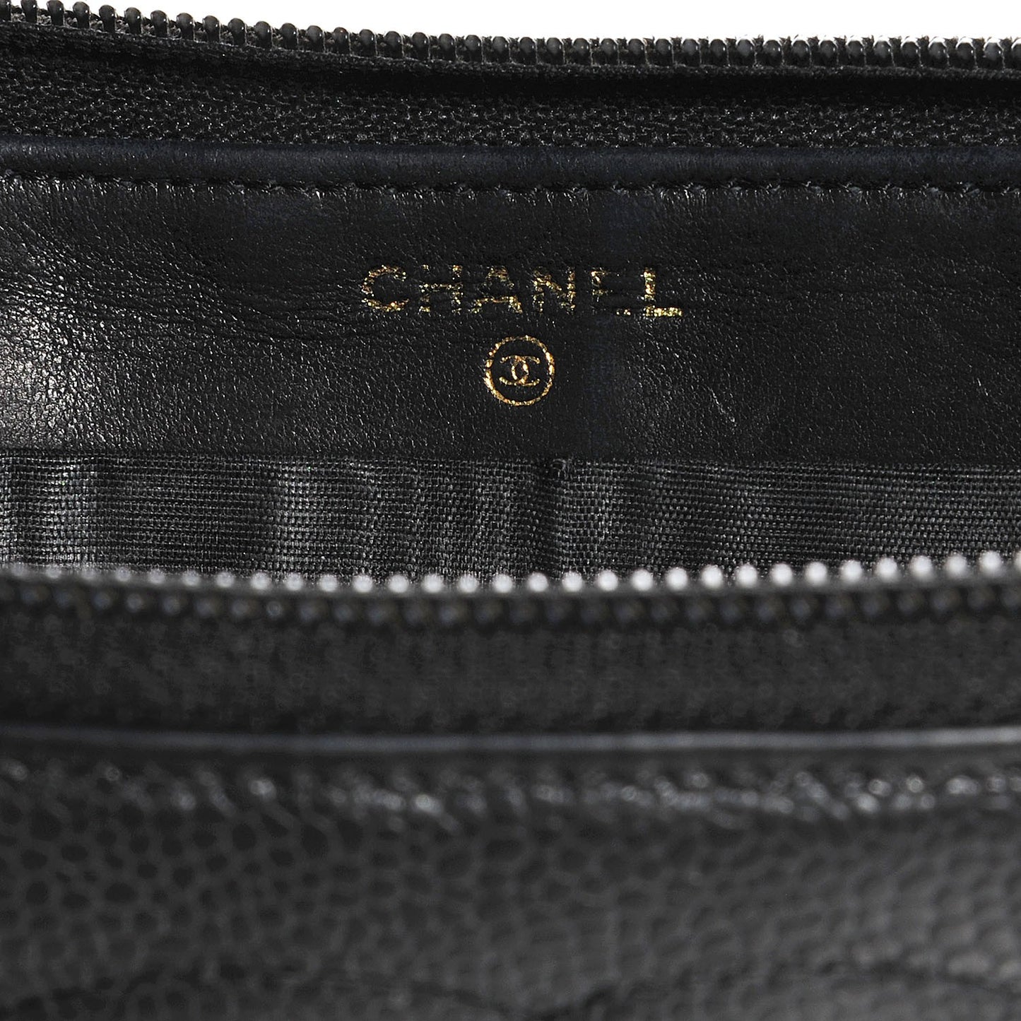 Caviar CC Timeless Large Zip Around Wallet Black