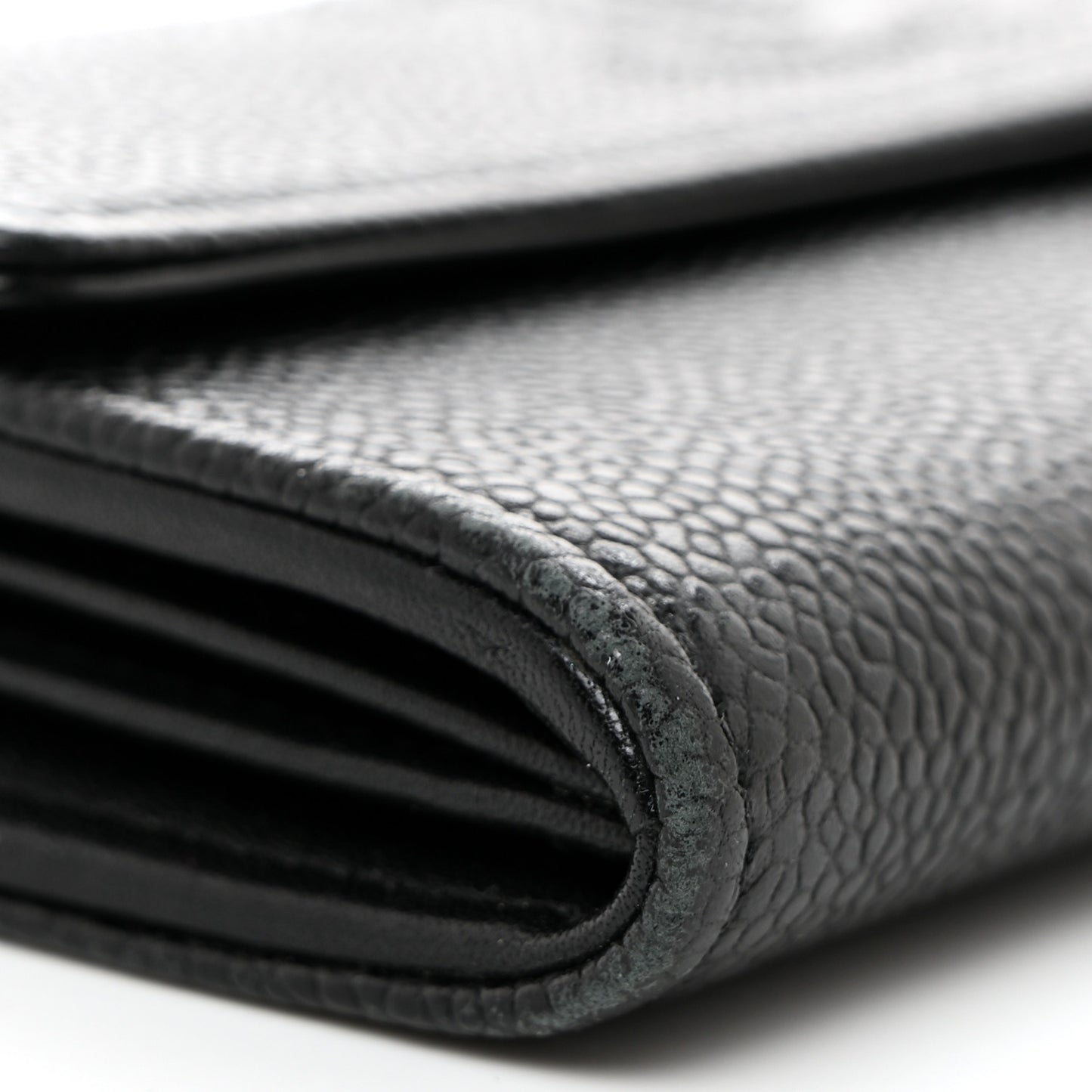 Caviar Timeless CC Large Gusset Flap Wallet Black