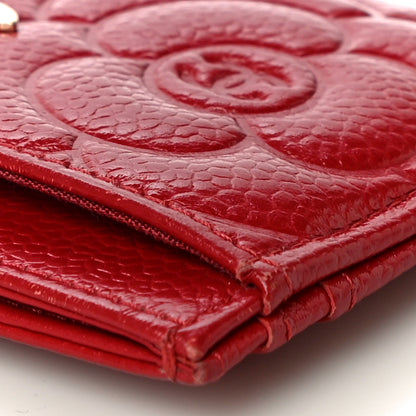 Chanel Caviar Camellia Embossed Card Holder Red 13 of 14