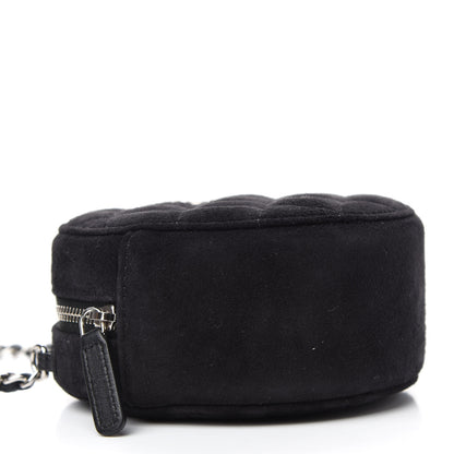 Chanel Suede Quilted Crystal Round Clutch With Logo Chain Black 4 of 11