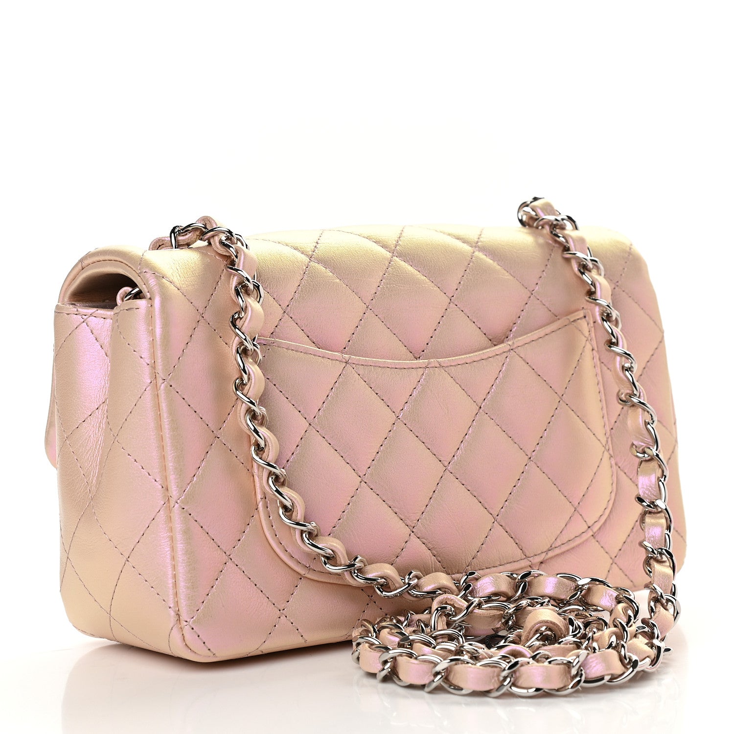 Chanel Iridescent Calfskin Quilted Mini Rectangular Flap Pink 5 of 17