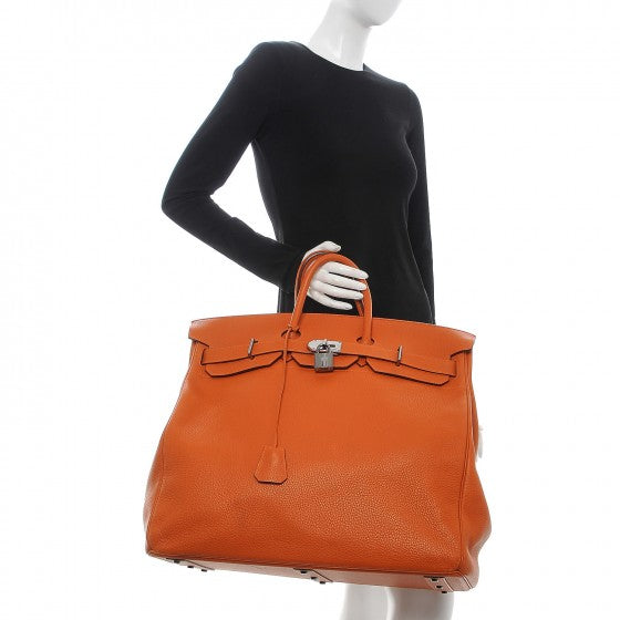 Hermes Togo HAC Travel Birkin 50 Orange 2 of 15