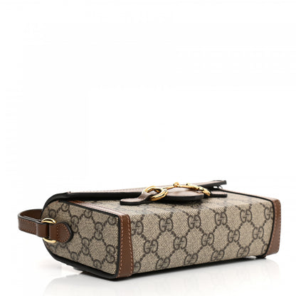 Gucci GG Supreme Monogram Mini Horsebit 1955 Shoulder Bag Beige Brown Sugar 3 of 9