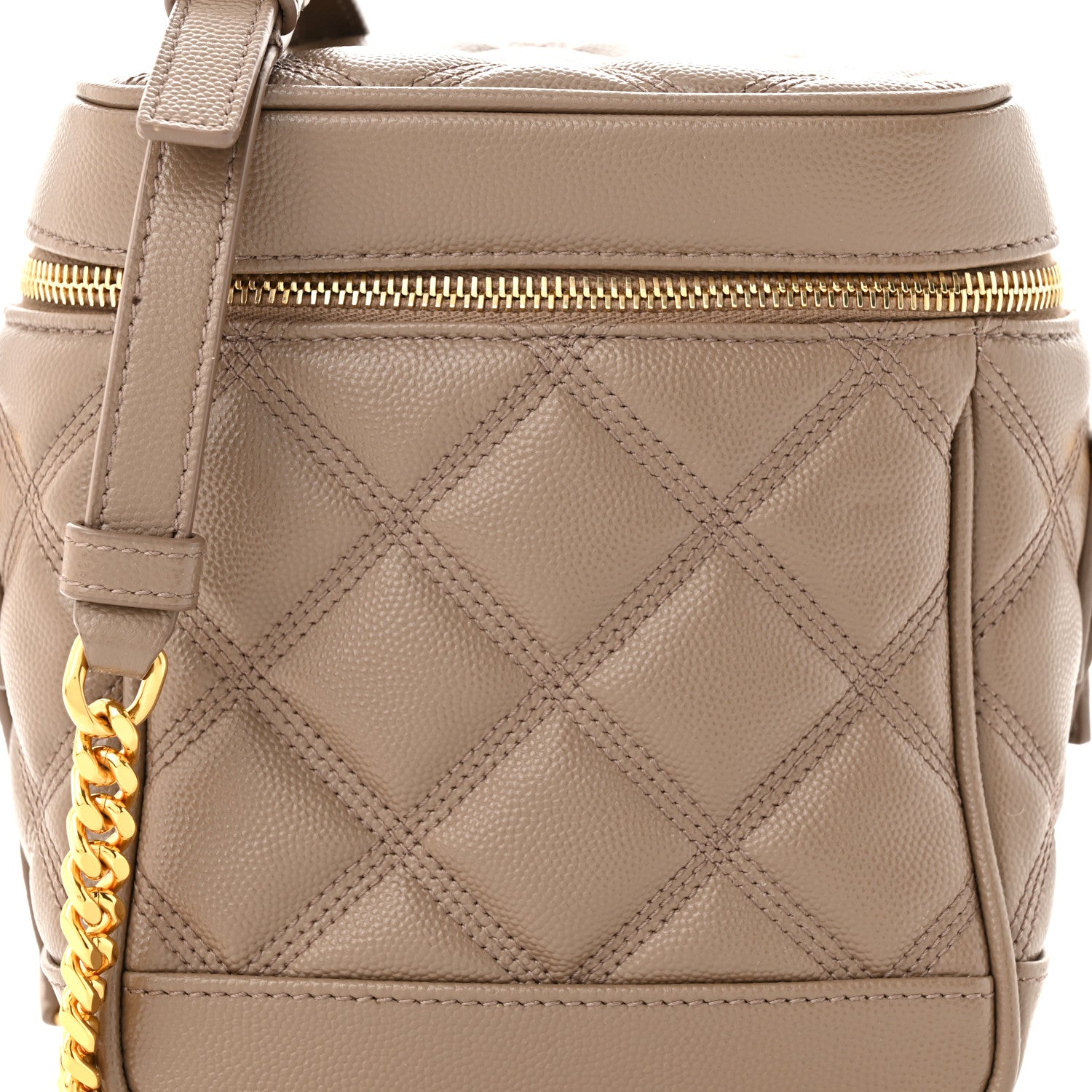 Saint Laurent Grain de Poudre Quilted 80's Vanity Bag Dark Beige 8 of 10