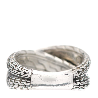 John Hardy Sterling Silver Diamond Classic Chain Arch Crossover Ring 54 6.75 3 of 5