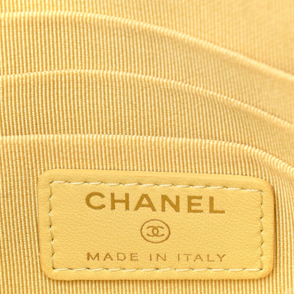 Chanel Lambskin Quilted Zipped Pouch Pink Yellow 6 of 13