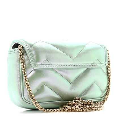 Gucci Iridescent Nappa Chevron Matelasse Super Mini GG Marmont Shoulder Bag Green Iridescent 3 of 11
