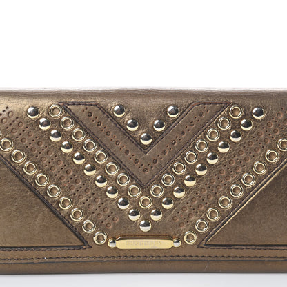 Burberry Metallic Calfskin Grommet Studded Flap Wallet Gold 7 of 7