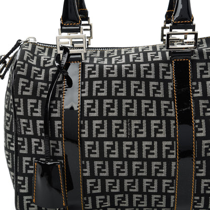 Fendi Zucchino Patent Small Forever Boston Black Panna 10 of 10