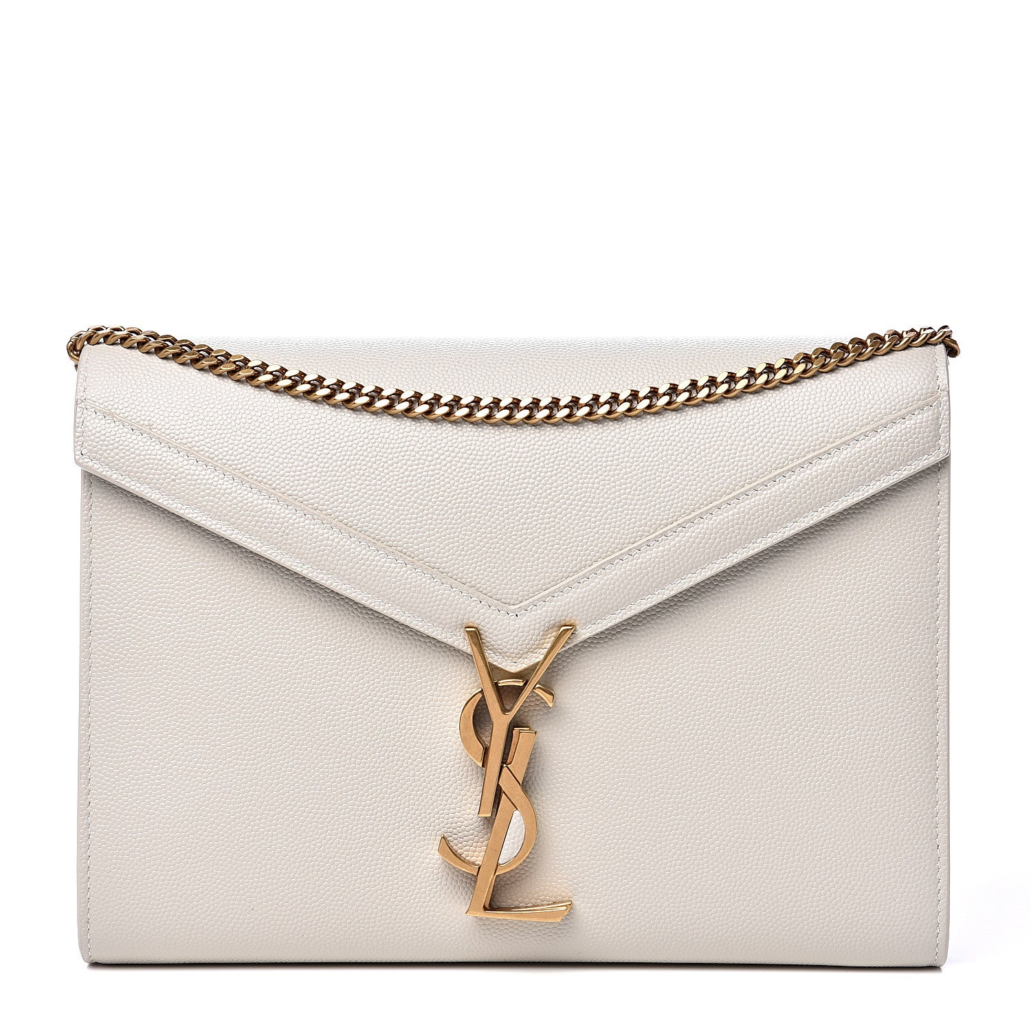 Saint Laurent Grain De Poudre Monogram Cassandra Chain Wallet Crema Soft Rouge Legion 1 of 9