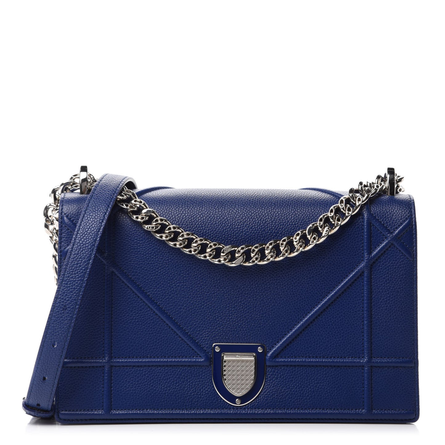 Grained Calfskin Medium Diorama Flap Bag Bleu De Minuit