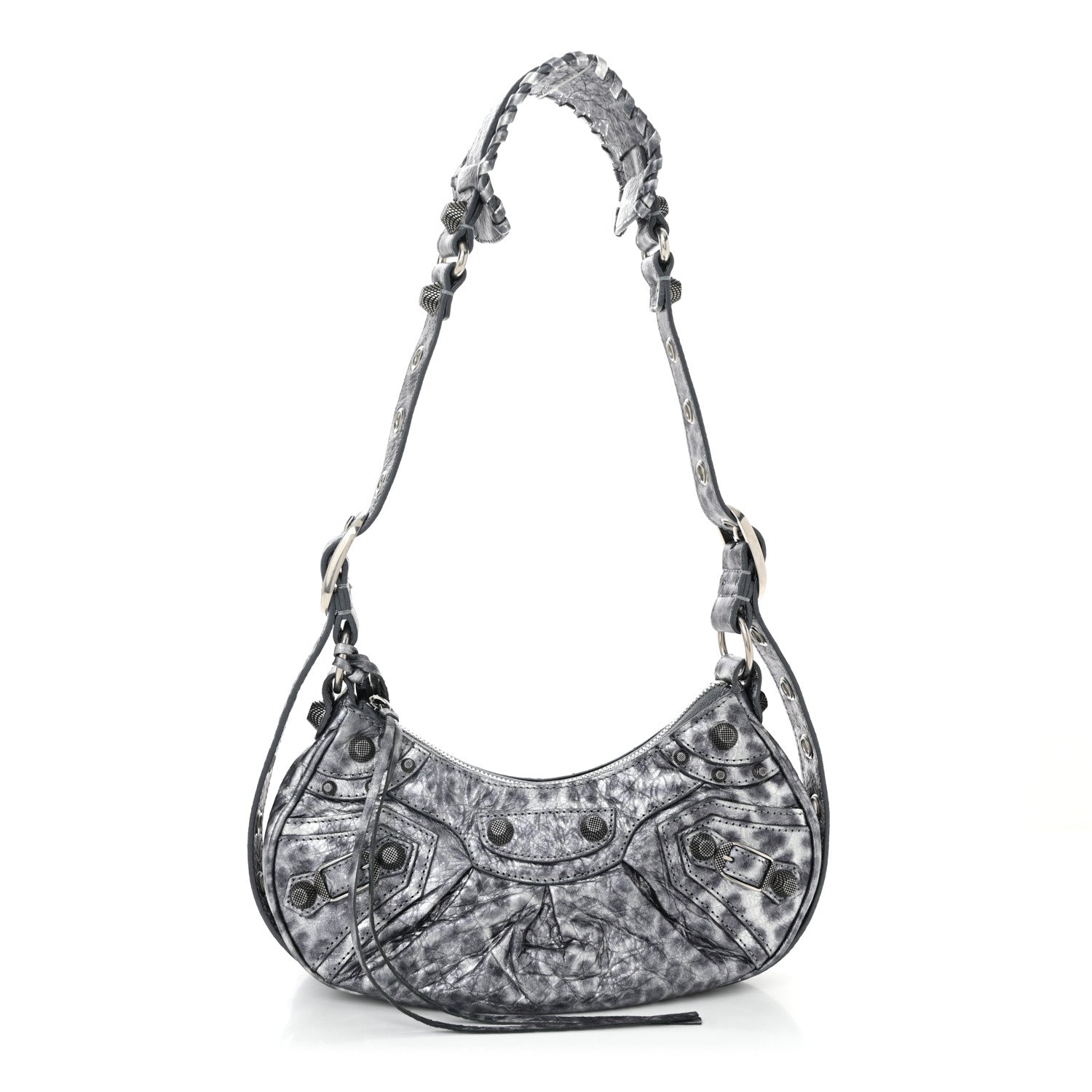 Balenciaga Metallic Agneau Arena Leopard Le Cagole Shoulder Bag XS Dark Grey 1 of 12