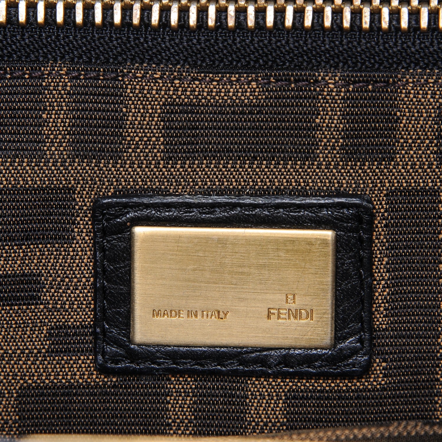 Fendi Goatskin Zucca Large Peekaboo Iconic Satchel Black Tobacco 6 of 9